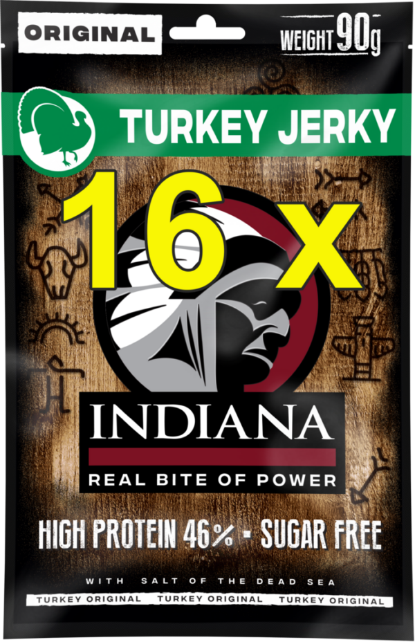 16 x Indiana turkey jerky 90 gram.