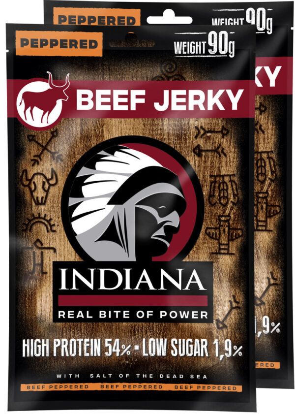 Indiana beef jerky Peppered 2 x 90 gram.