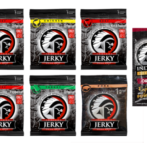 Indiana jerky testset 6 x 25 gram plus 1 x beef power bar